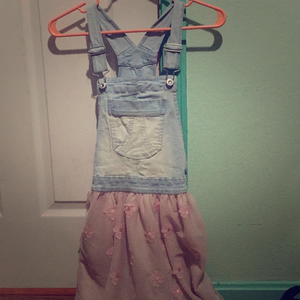 Girls XL (14-16) overall flower dress